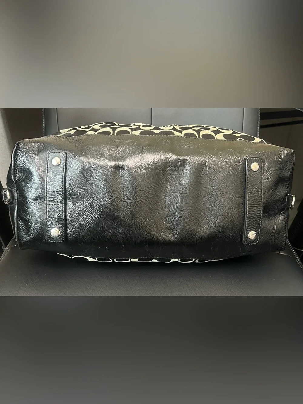 Coach Black & Cream Signature Satchel